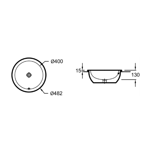 EYL102-00 VOX Раковина 48 см, круглая, белая