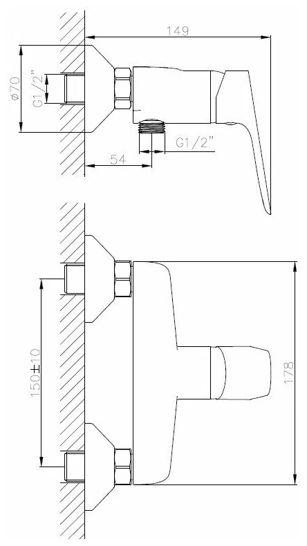 Смеситель для душа, хром ESKO Delhi DL 80