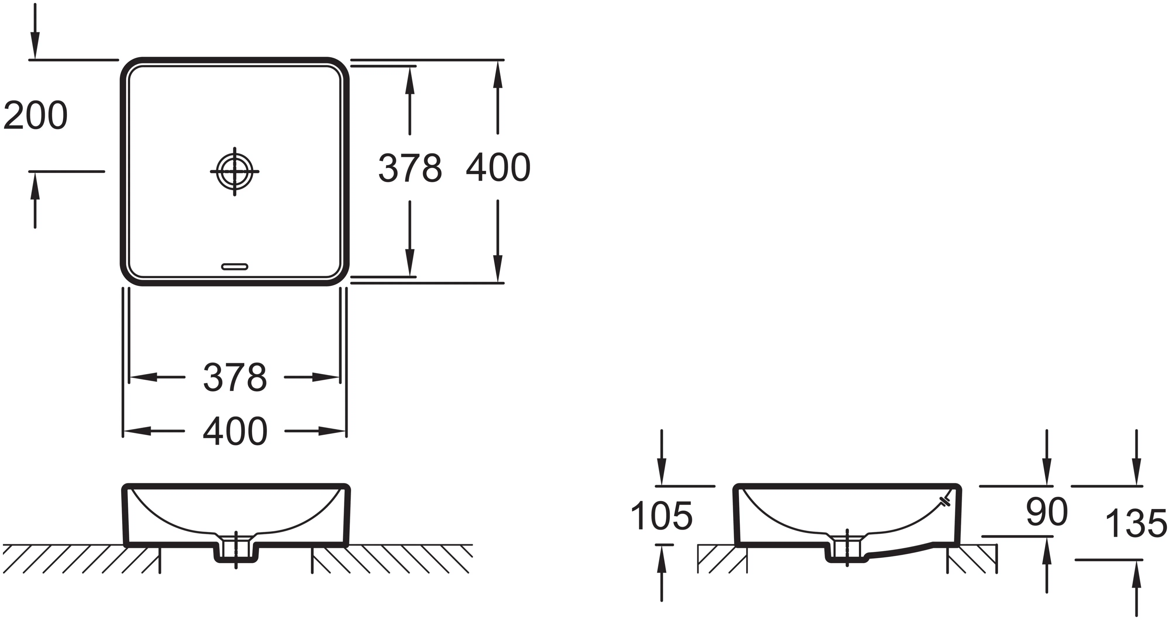 Раковина накладная 40, белая Jacob Delafon Vox EVG102-PT3