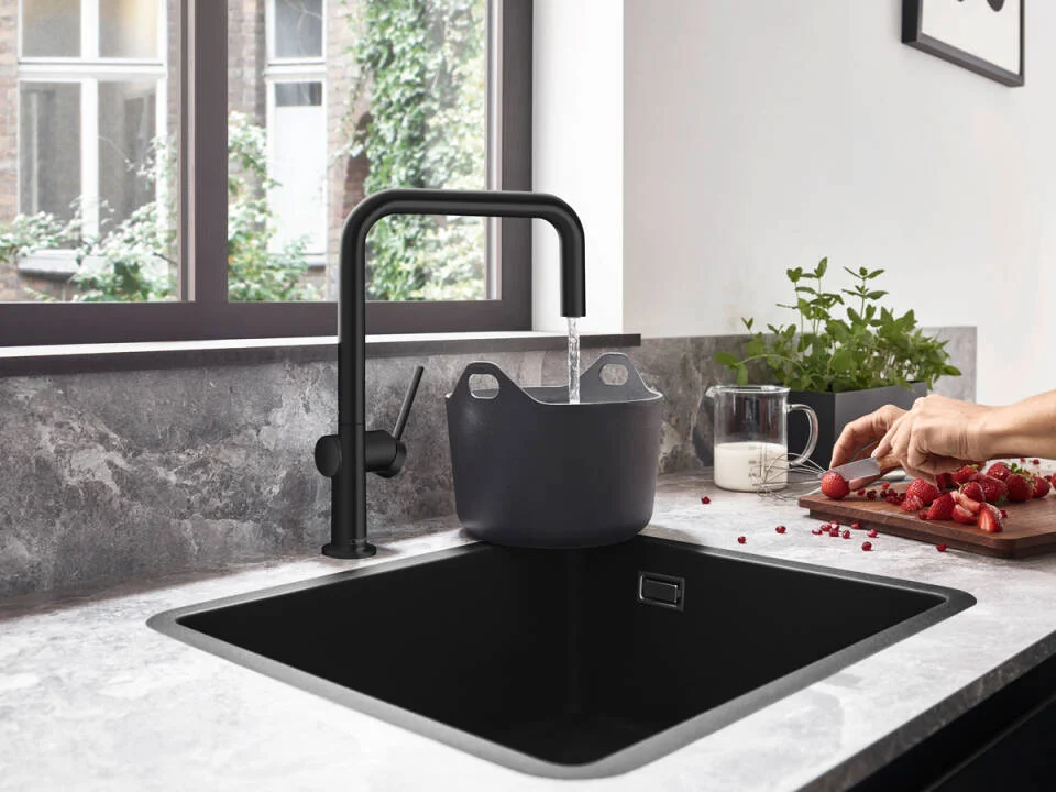 Мойка S51, композитная, с крылом, 510х1050, черный гранит Hansgrohe 43314170