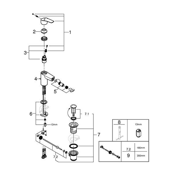 Смеситель для биде, хром Grohe Eurosmart 32929003
