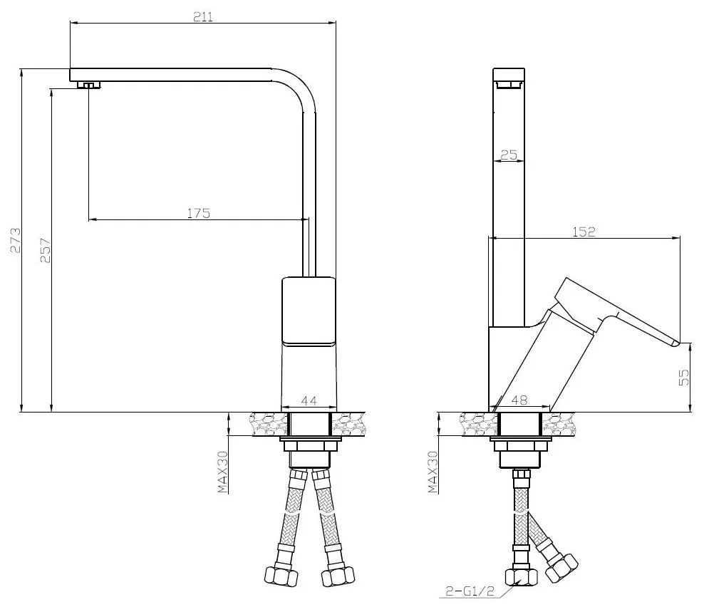 Смеситель для кухни, хром ESKO Berlin BR 519