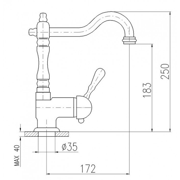 Смеситель для кухни, бронза Rav Slezak Labe L508.5/8SM