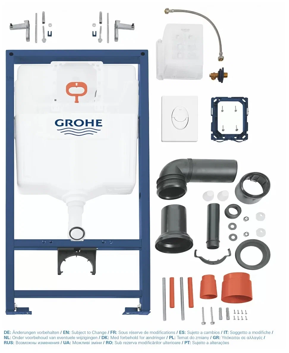 Инсталляция GROHE Rapid SL для подвесного унитаза в комплекте панелью смыва Skate Air 38722001