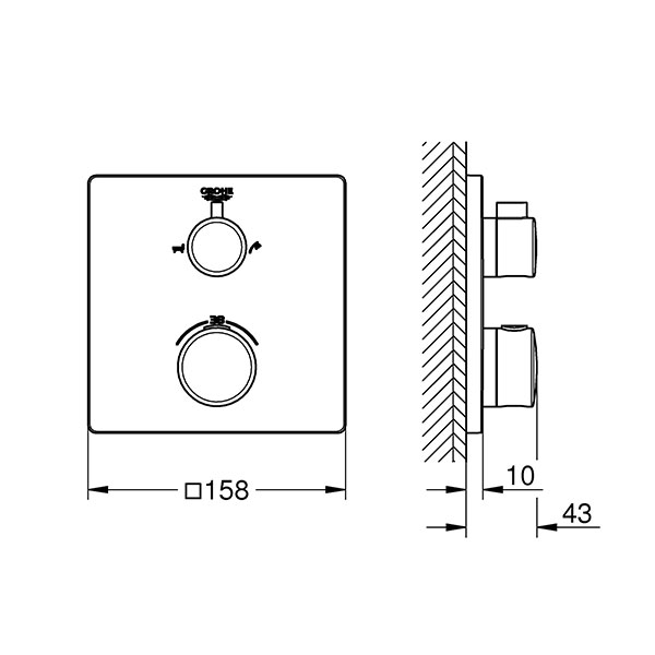 Термостат для ванны, встраиваемый, на 2 выхода, хром Grohe Grohtherm 24080000