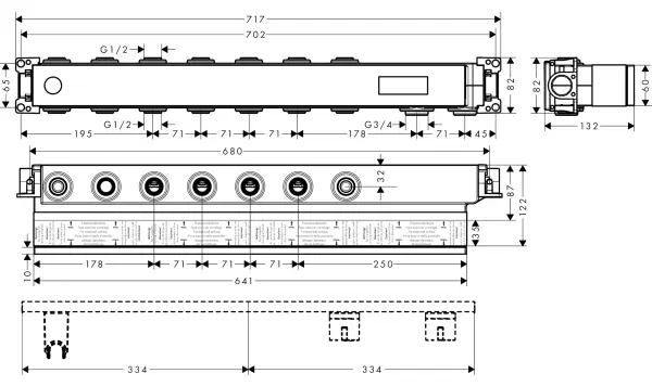 Скрытая монтажная часть термостата для 5 потребителей Hansgrohe RainSelect 15313180