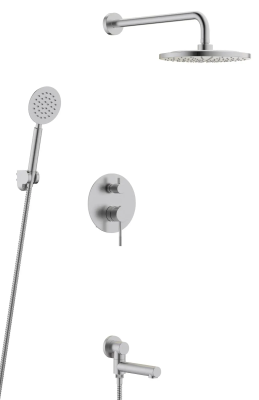 Душевая система со смесителем для ванны, встраиваемая, нерж.сталь ESKO 7in1SS