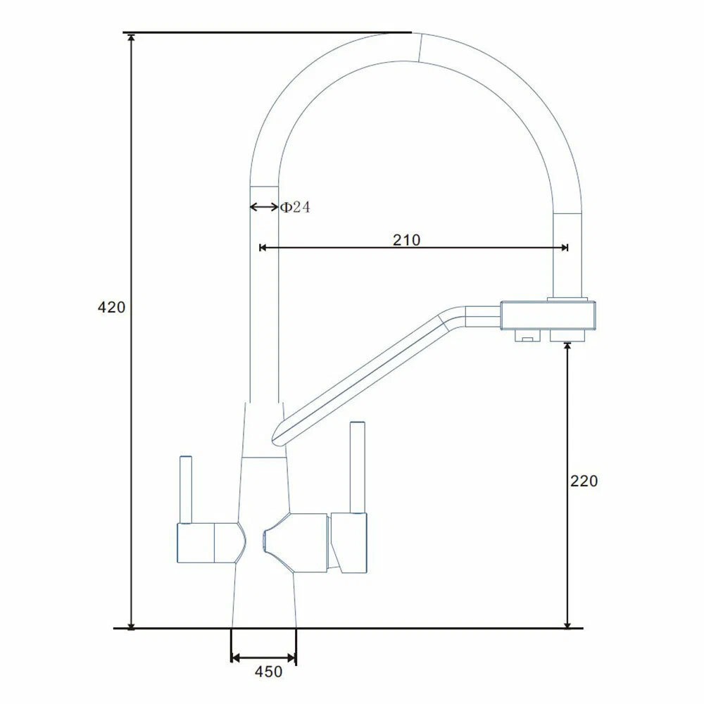 Смеситель для кухни, черный-нержающая сталь ESKO K25 B
