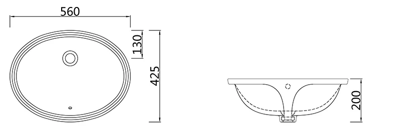 Раковина встраиваемая снизу 56, белая SSWW CL3119