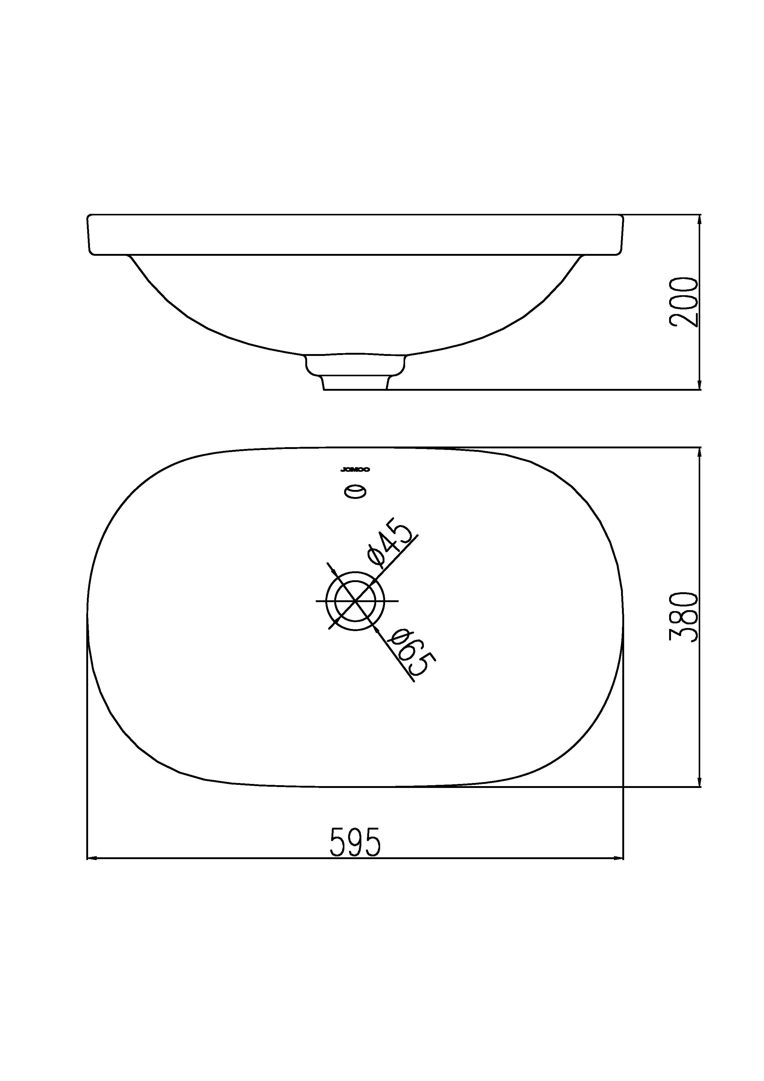 Раковина встраиваемая сверху 60, белая JOMOO 12138-1/01Z-I011