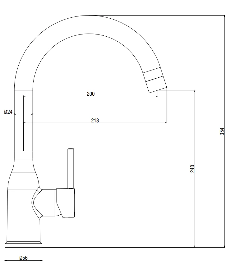 Смеситель для кухни, хром VODA K16