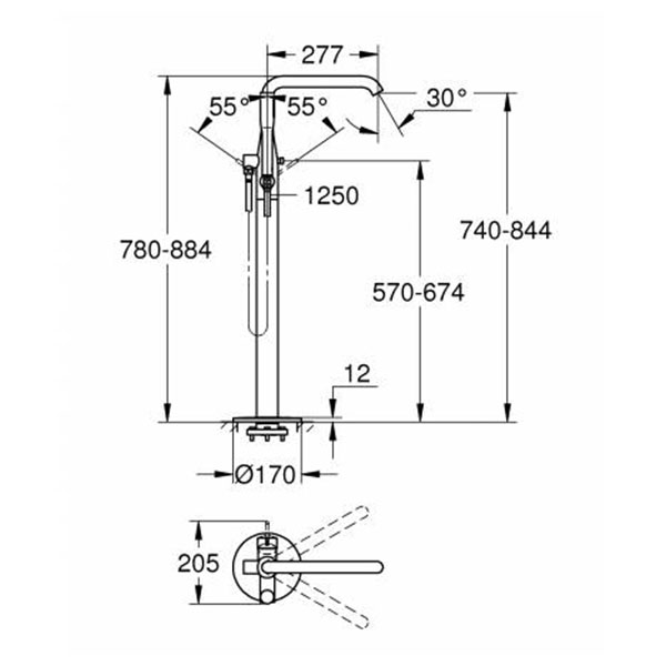 Смеситель для ванны, напольный, хром Grohe Essence 23491001