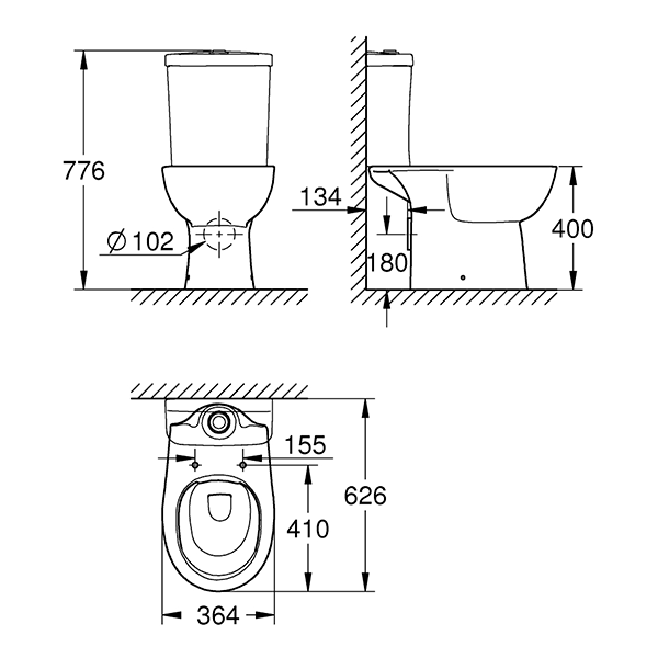 Унитаз напольный, альпин-белый Grohe Bau Ceramic 39349000