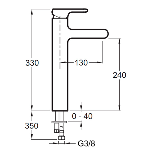 Смеситель для раковины, высокий, хром Jacob Delafon Singulier E10861-CP