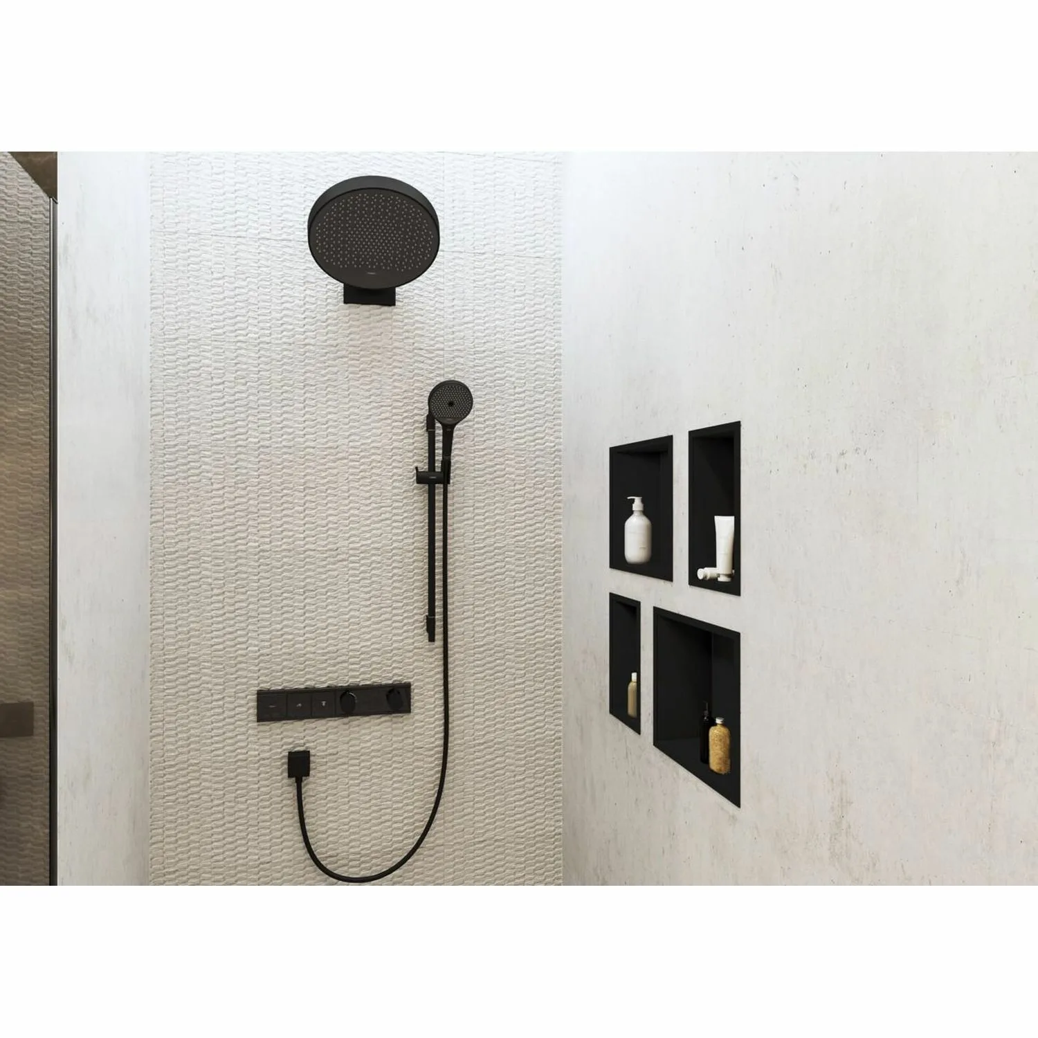 Верхний душ 360, с настенным креплением, черный Hansgrohe Rainfinity 26230670