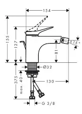 Смеситель для биде с донным клапаном, хром Hansgrohe Vivenis 75200000