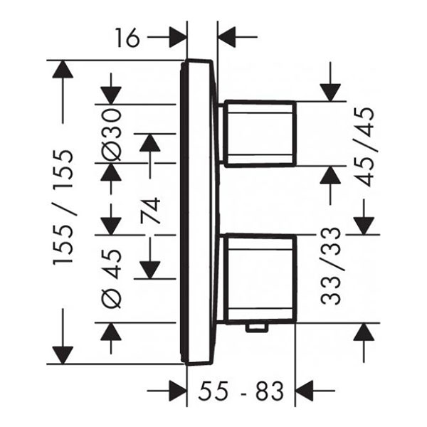 Термостат для душа, внешняя часть, хром Hansgrohe Ecostat E 15708000