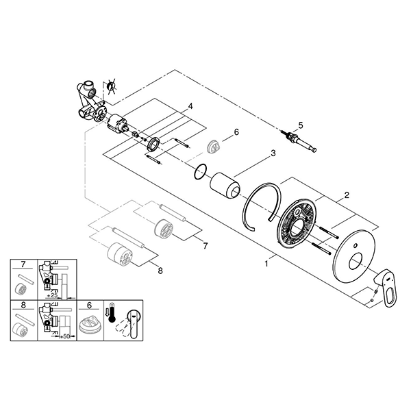 Смеситель для ванны со встраиваемым механизмом, хром Grohe Bauloop 29081000