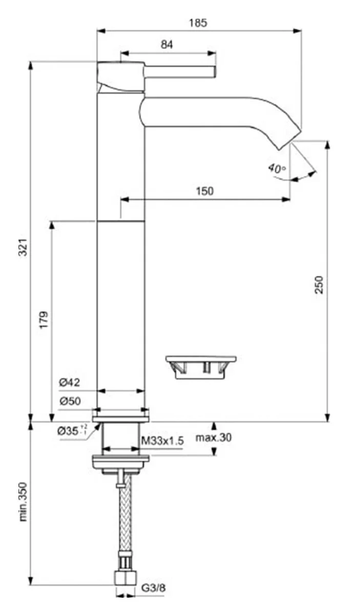 Смеситель для раковины высокий, хром Ideal Standard Ceraline BC269AA