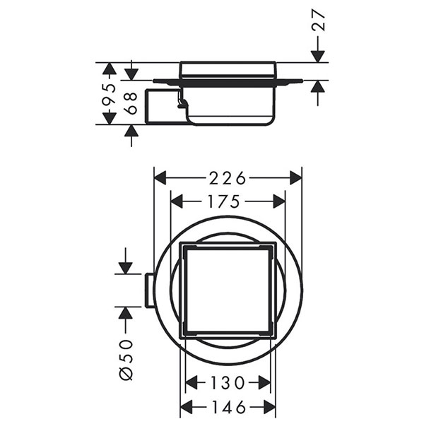 Трап точечный для пола, боковой слив Hansgrohe RainDrain Spot 56112800