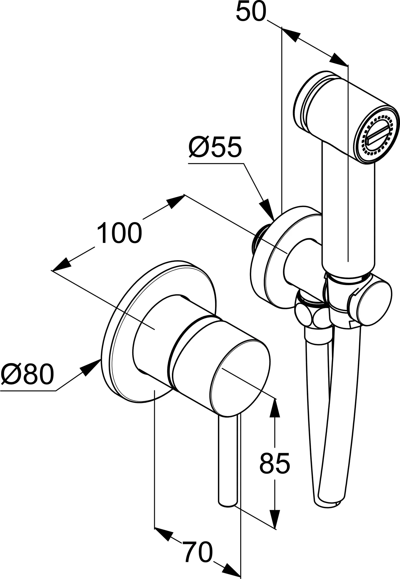 Гигиенический душ со смесителем, хром Kludi Bozz 389980576