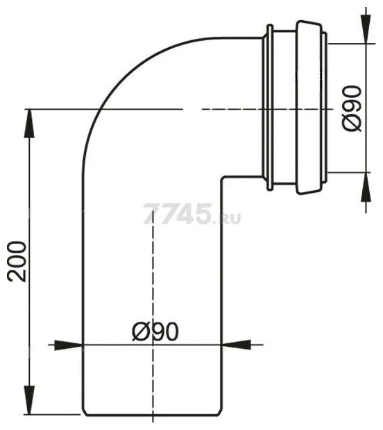 Отвод для инсталляции 90/90 мм Alcaplast M908