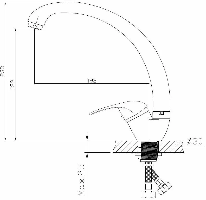 Смеситель для кухни, хром КЛЕВЕР Nega NG 03