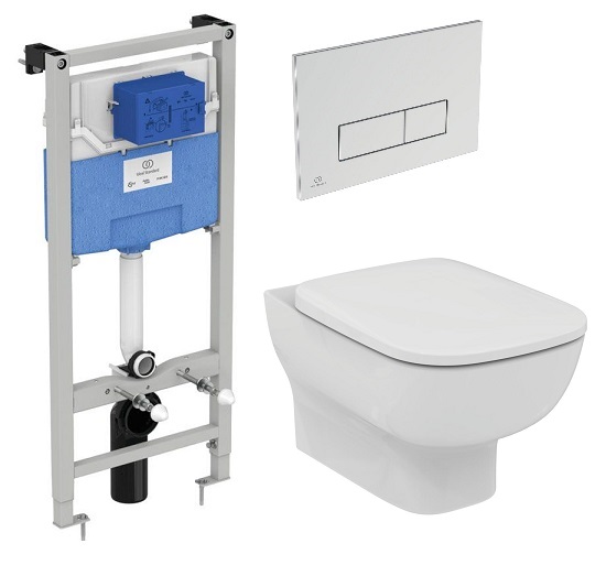 Комплект 4в1: Инсталляция, панель смыва, унитаз с крышкой-сиденьем Ideal Standard Esedra K20082004