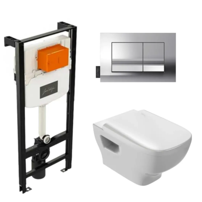 Комплект 4в1: Инсталляция, панель смыва, унитаз с крышкой-сиденьем Jacob Delafon Struktura K22071801