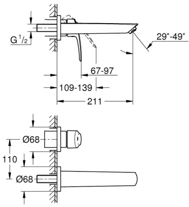 Смеситель для раковины, размер M, хром Grohe Eurosmart 29338003