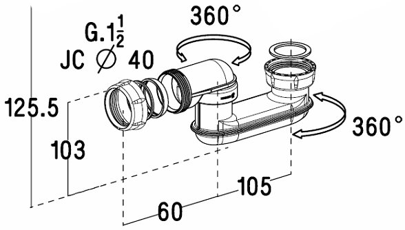 Сифон для ванны, хром Jacob Delafon E75307-NFdublic