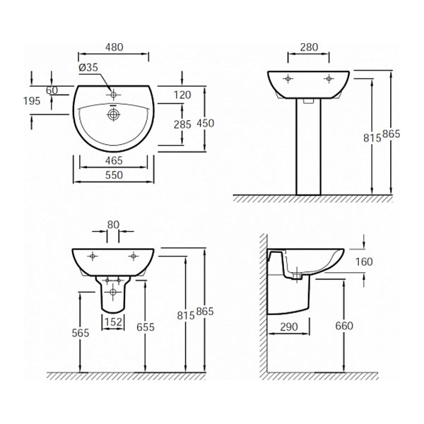 Раковина подвесная 55, белая Jacob Delafon Patio E4158-00