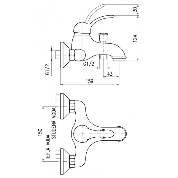 Смеситель для ванны, хром Rav Slezak Labe L054.5