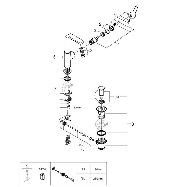 Смеситель для раковины с донным клапаном, размер L, хром Grohe Lineare 23296001