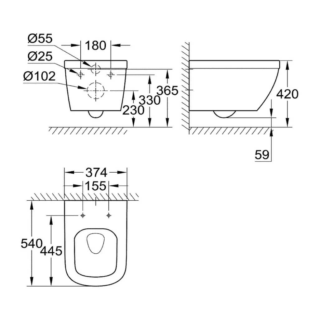 Комплект 4в1: Инсталляция 38772001, унитаз с крышкой-сиденьем 39554000 Euro Ceramic K23090601