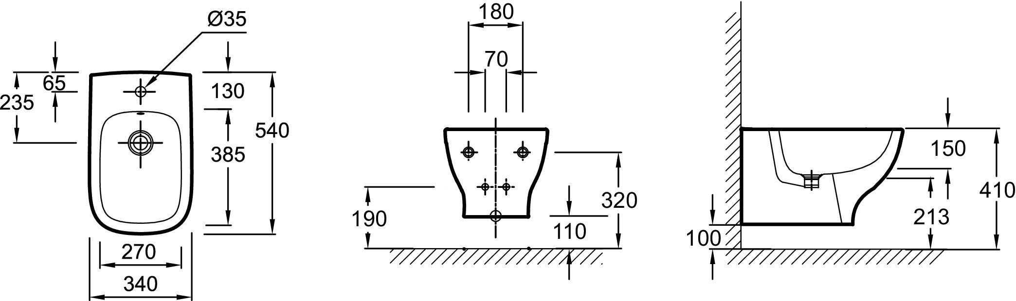 Биде подвесное, белое Jacob Delafon Struktura EMC0002-00