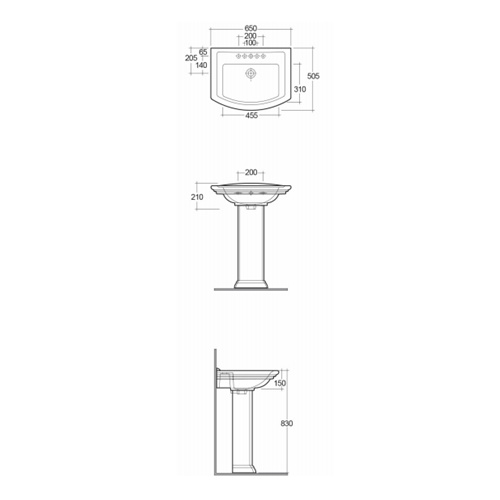 Раковина подвесная 65, белая Rak Ceramics Washington WT0101AWHA