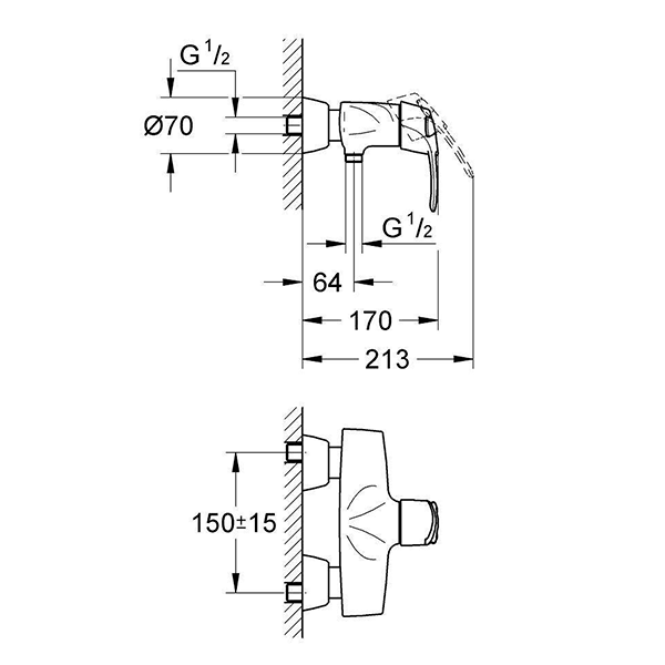 Смеситель для душа, наружный, хром Grohe Chiara 32307000
