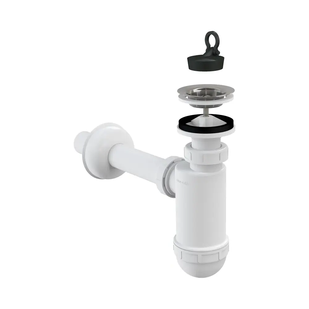 Сифон для раковины d32 с нержавеющей peшeткой d63 Alcaplast A410