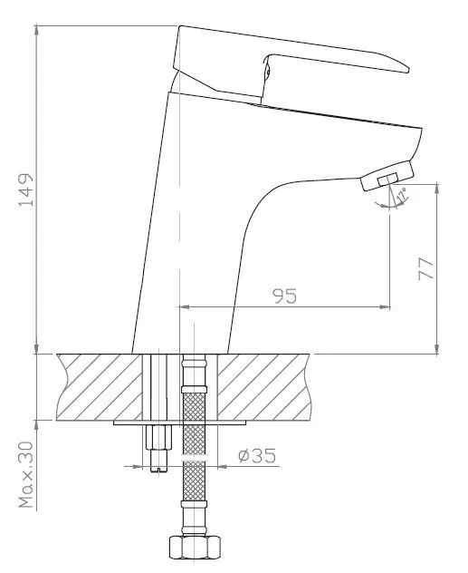Смеситель для раковины, хром VODA Future FT26