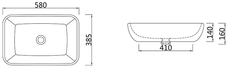 Раковина накладная 58, белая SSWW CL3155