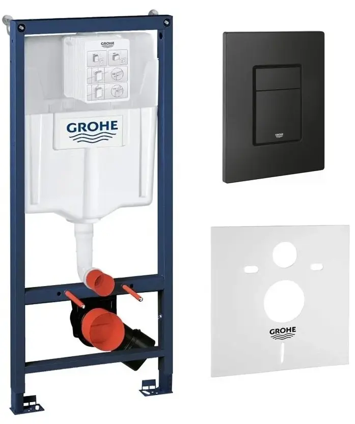 Комплект 4в1: Инсталляция с панелью смыва 1000046, унитаз со смывом торнадо и сиденьем WCT3030 SSWW 