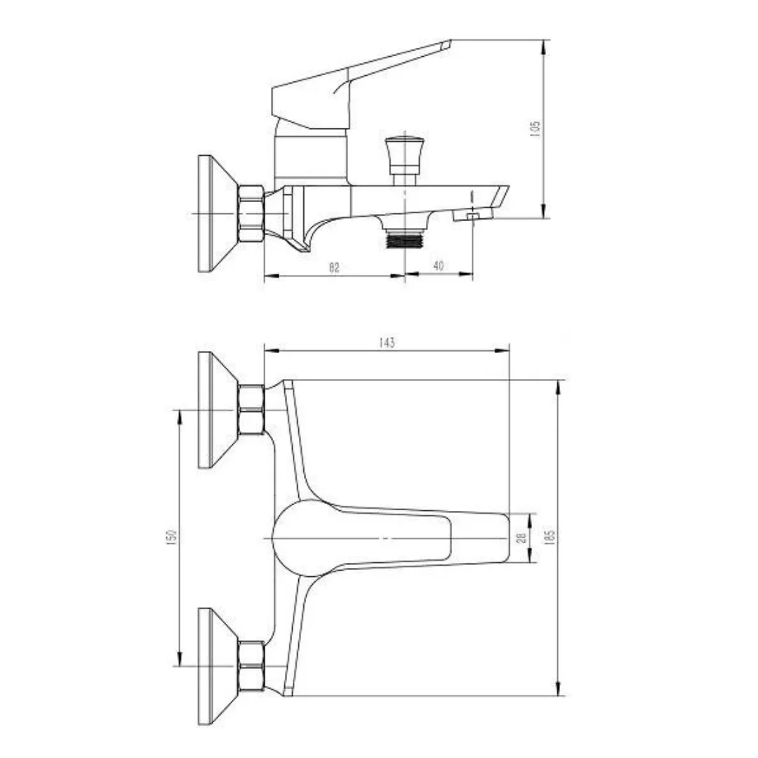 Смеситель для ванны, излив, лейка, хром ESKO Murano MR 54
