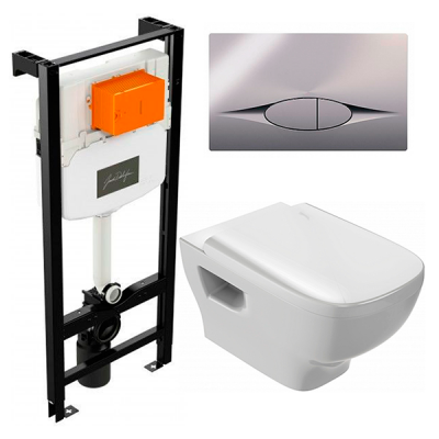 K20110901 Комплект Инсталляция Jacob Delafon с подвесным унитазом и крышкой Struktura, панель смыва 