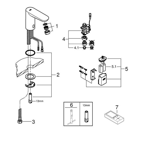 Инфракрасная электроника для раковины без смешивания, хром Grohe Euroeco Cosmopolitan E 36271000