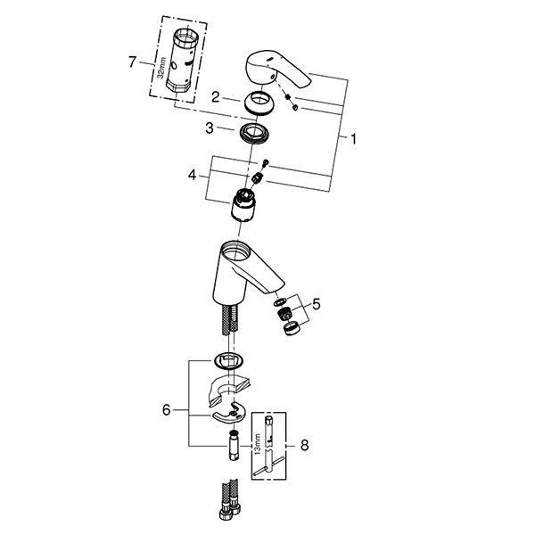 Смеситель для раковины GROHE Eurosmart DN 15 S-Size 32467002