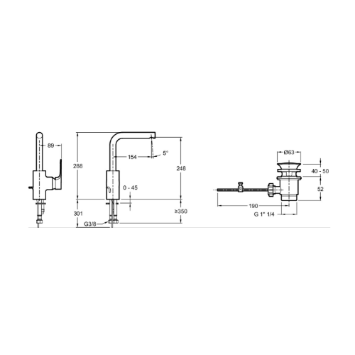 E72357-CP ALEO Смеситель на раковину с вращающимся изливом, хром