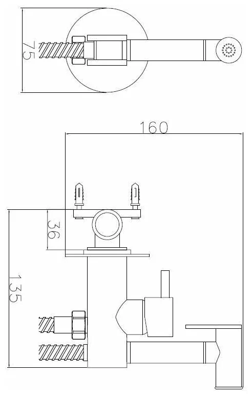 Гигиенический душ со смесителем, встраиваемый, хром ESKO SMH05