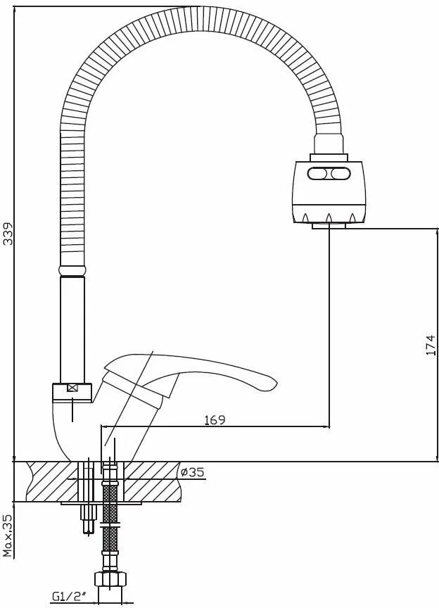 Смеситель для кухни, хром КЛЕВЕР Универсал УН519