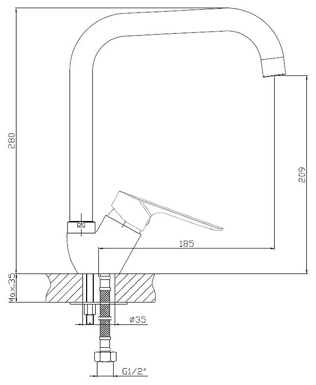 Смеситель для кухни, хром ESKO Delhi DL 06